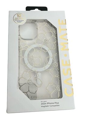 case-mate Clear Floral MagSafe iPhone Plus Case - Gold Glitter Open Box